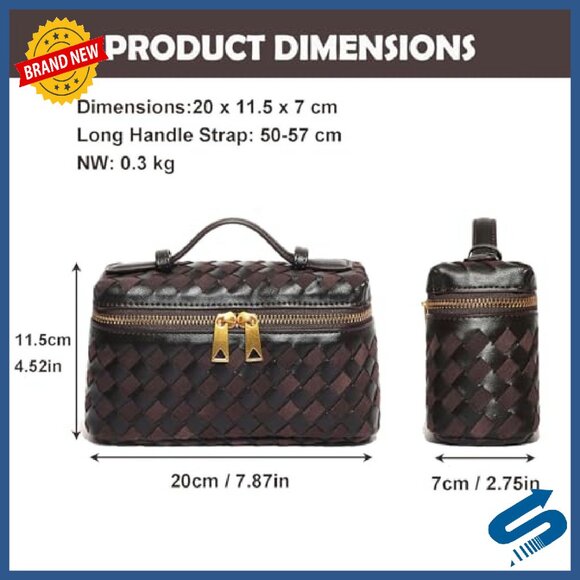 Small Square Box Crossbody Bag with Top Handle, Vegan Leather & Suede - Picture 3 of 8